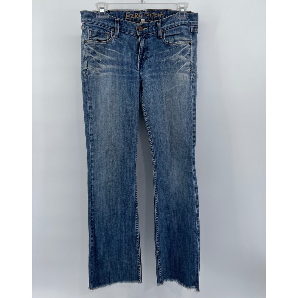 Ezra Fitch Abercrombie Womens 27 Bootcut Jeans Medium Wash Raw Hem Stretch USA